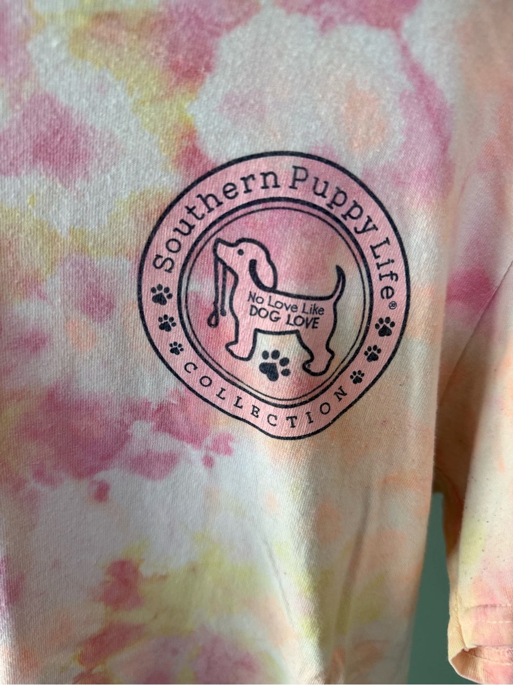 Women’s Southern Puppy Life Collection Tie-Dye Tee in Pink & Yellow Size Medium - Picture 2 of 7